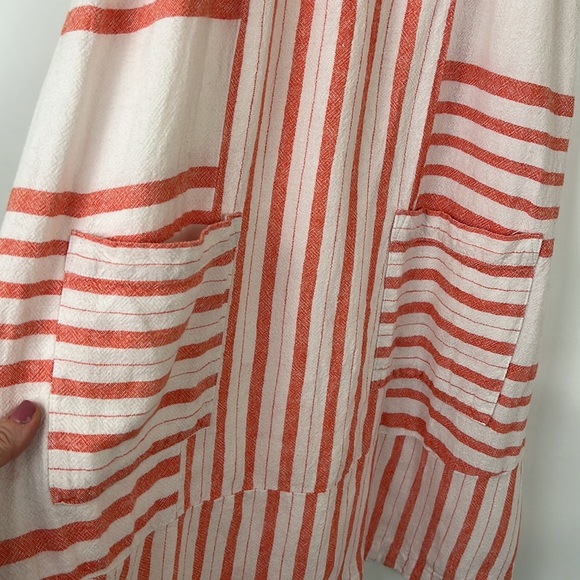 OLD NAVY linen sundress coral and white with pockets XS - Picture 7 of 12